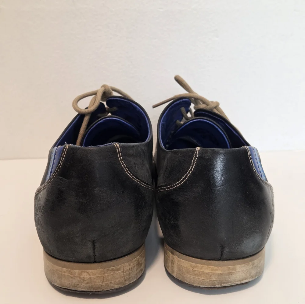JOHN FLUEVOG RADIO CBC DERBY OXFORD BLACK LEATHER LACE UP SHOES men's US 9.5